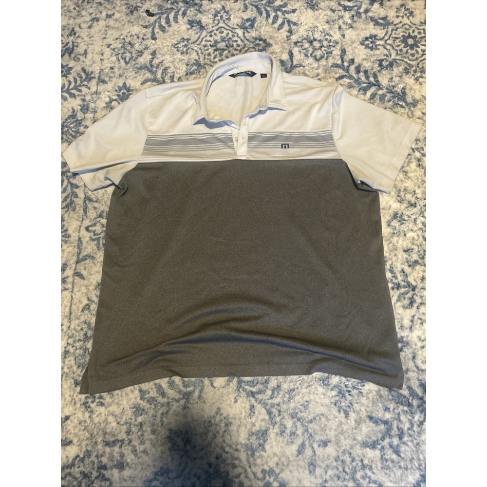 Travis Mathew Men's XXL White Performance Polo Shirt Short Sleeve Golf Casual
